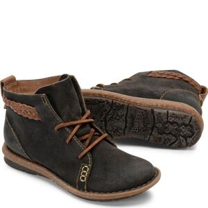 Born Women Temple Final Ankle Dark Distressed Grey Leather Boots shoes sz 7.5